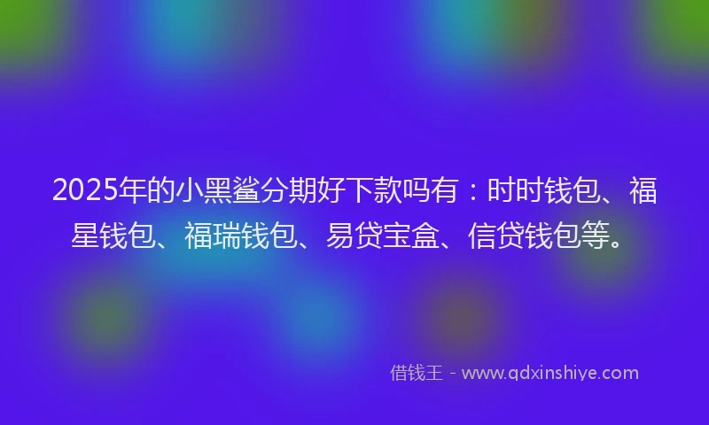 2025年的小黑鲨分期好下款吗有：时时钱包、福星钱包、福瑞钱包、易贷宝盒、信贷钱包等。