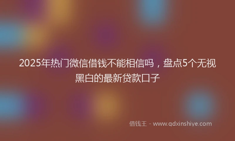 2025年热门微信借钱不能相信吗，盘点5个无视黑白的最新贷款口子