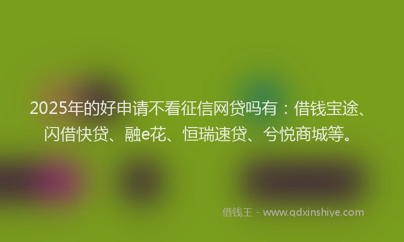 2025年的好申请不看征信网贷吗有：借钱宝途、闪借快贷、融e花、恒瑞速贷、兮悦商城等。