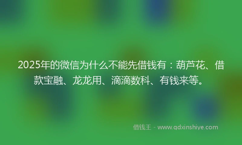 2025年的微信为什么不能先借钱有：葫芦花、借款宝融、龙龙用、滴滴数科、有钱来等。
