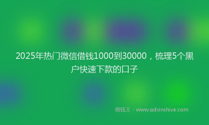 2025年热门微信借钱1000到30000，梳理5个黑户快速下款的口子