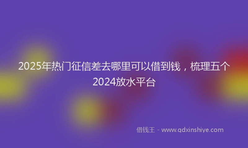 2025年热门征信差去哪里可以借到钱，梳理五个2024放水平台