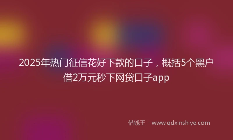 2025年热门征信花好下款的口子，概括5个黑户借2万元秒下网贷口子app