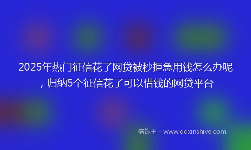 2025年热门征信花了网贷被秒拒急用钱怎么办呢，归纳5个征信花了可以借钱的网贷平台