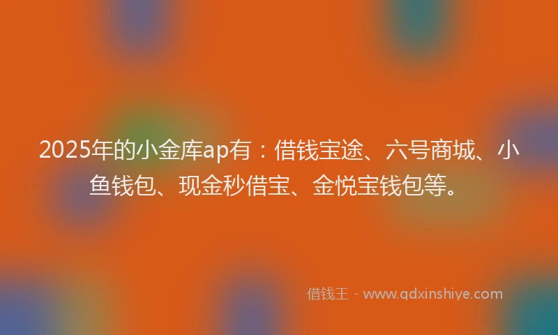 2025年的小金库ap有：借钱宝途、六号商城、小鱼钱包、现金秒借宝、金悦宝钱包等。