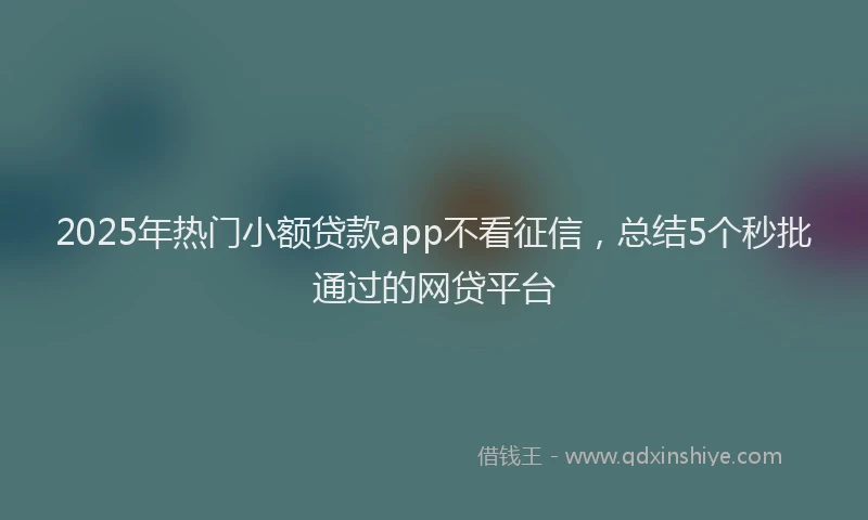 2025年热门小额贷款app不看征信，总结5个秒批通过的网贷平台
