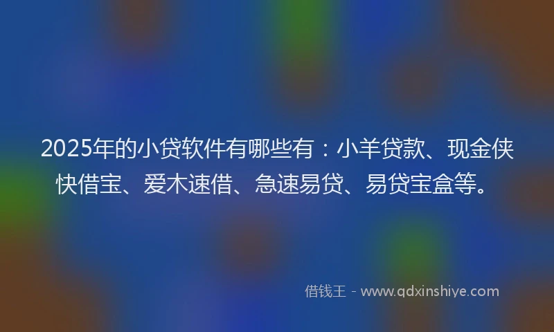 2025年的小贷软件有哪些有：小羊贷款、现金侠快借宝、爱木速借、急速易贷、易贷宝盒等。