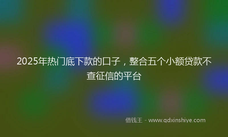 2025年热门底下款的口子，整合五个小额贷款不查征信的平台