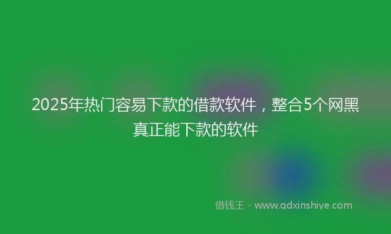 2025年热门容易下款的借款软件，整合5个网黑真正能下款的软件