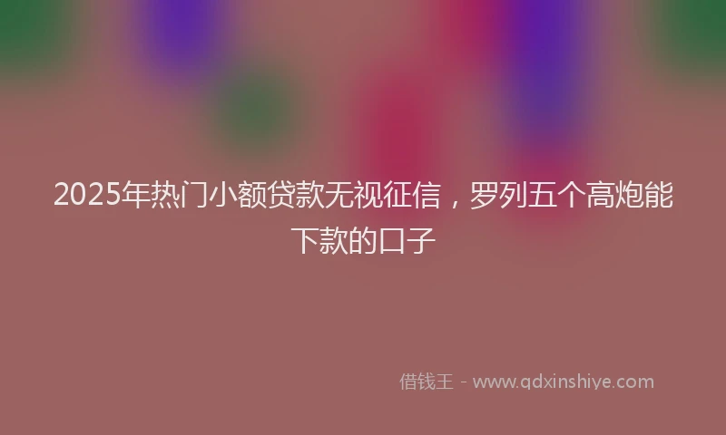 2025年热门小额贷款无视征信，罗列五个高炮能下款的口子