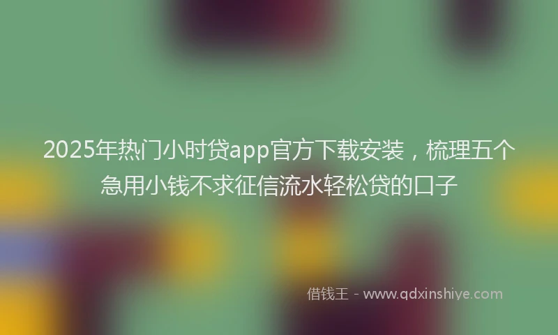 2025年热门小时贷app官方下载安装，梳理五个急用小钱不求征信流水轻松贷的口子