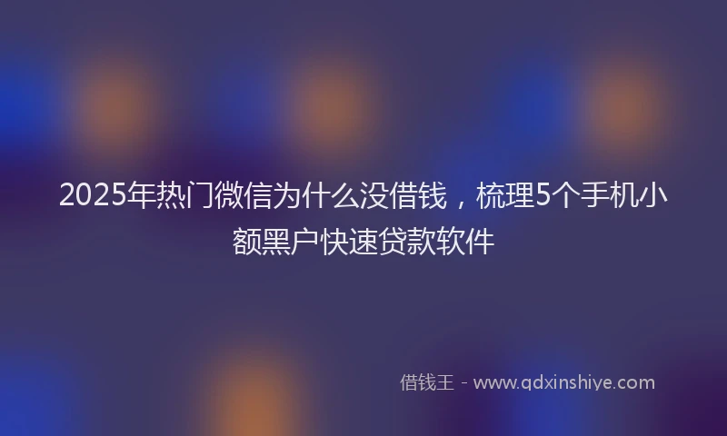 2025年热门微信为什么没借钱，梳理5个手机小额黑户快速贷款软件