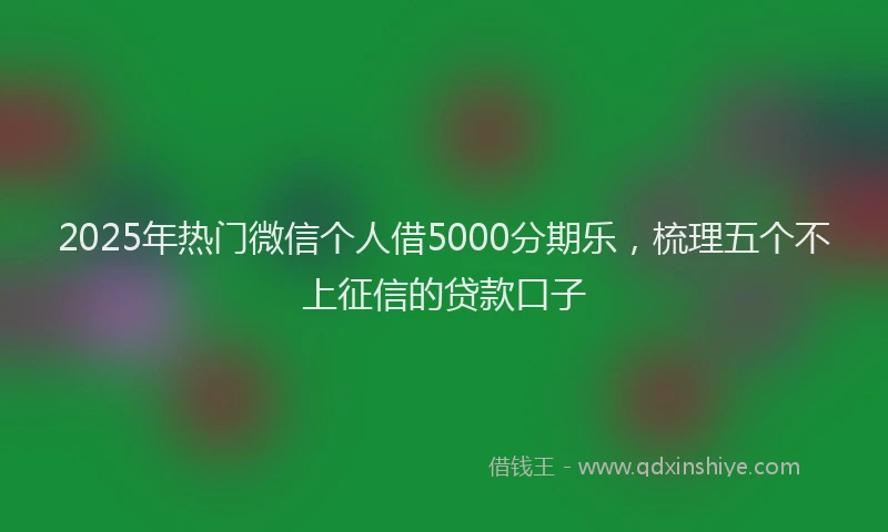 2025年热门微信个人借5000分期乐，梳理五个不上征信的贷款口子