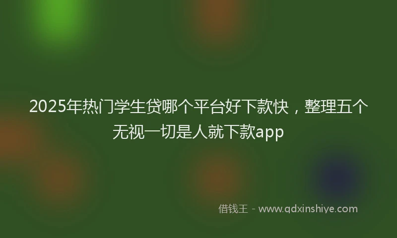 2025年热门学生贷哪个平台好下款快，整理五个无视一切是人就下款app