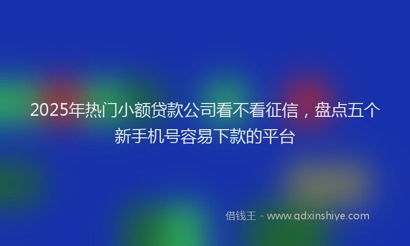2025年热门小额贷款公司看不看征信，盘点五个新手机号容易下款的平台