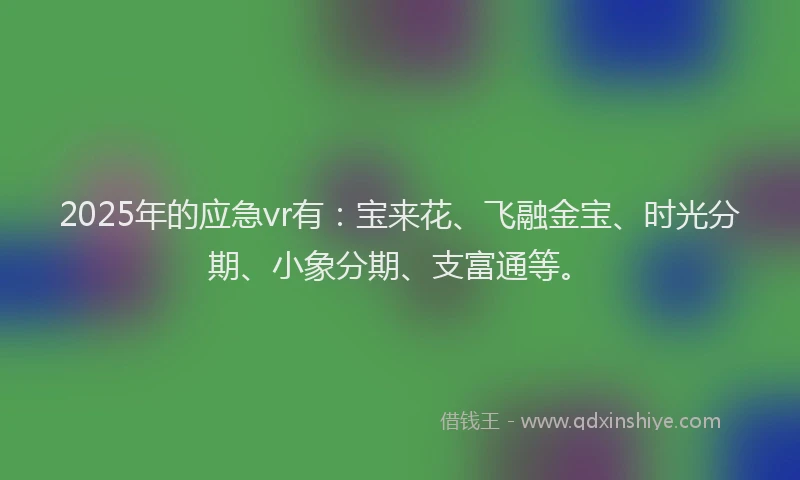 2025年的应急vr有：宝来花、飞融金宝、时光分期、小象分期、支富通等。