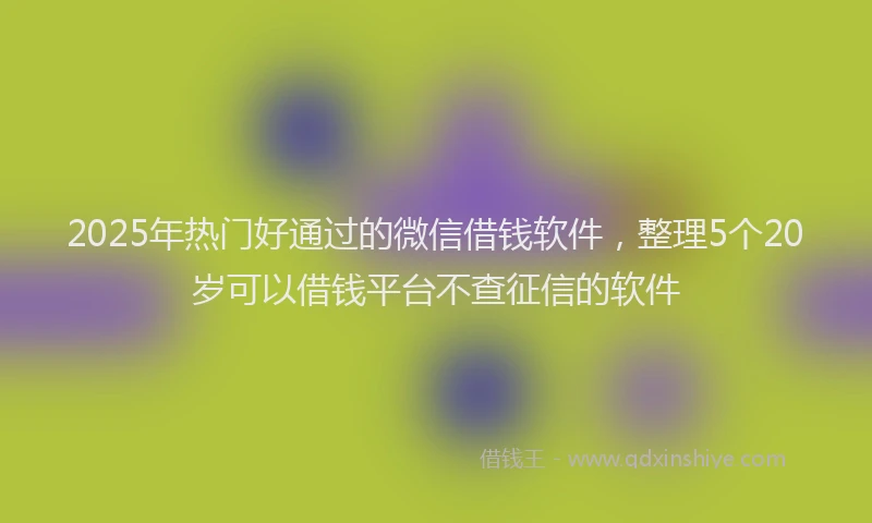 2025年热门好通过的微信借钱软件，整理5个20岁可以借钱平台不查征信的软件