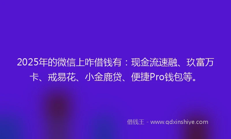 2025年的微信上咋借钱有：现金流速融、玖富万卡、戒易花、小金鹿贷、便捷Pro钱包等。