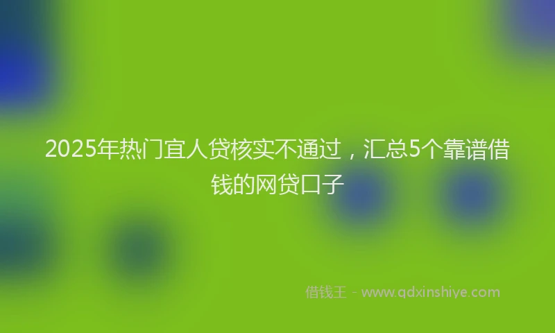 2025年热门宜人贷核实不通过，汇总5个靠谱借钱的网贷口子