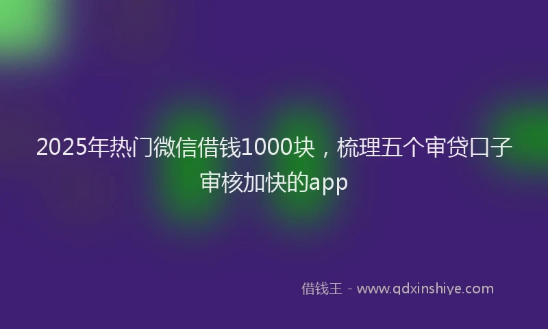 2025年热门微信借钱1000块，梳理五个审贷口子审核加快的app