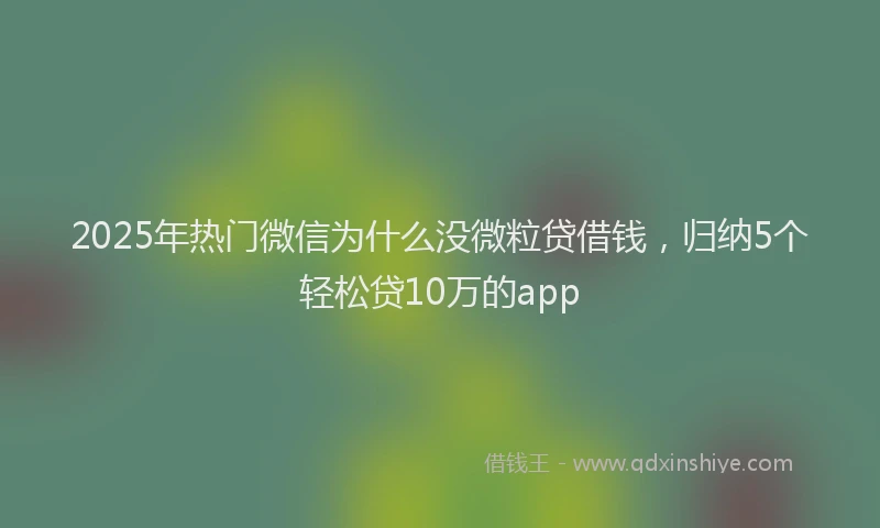 2025年热门微信为什么没微粒贷借钱，归纳5个轻松贷10万的app
