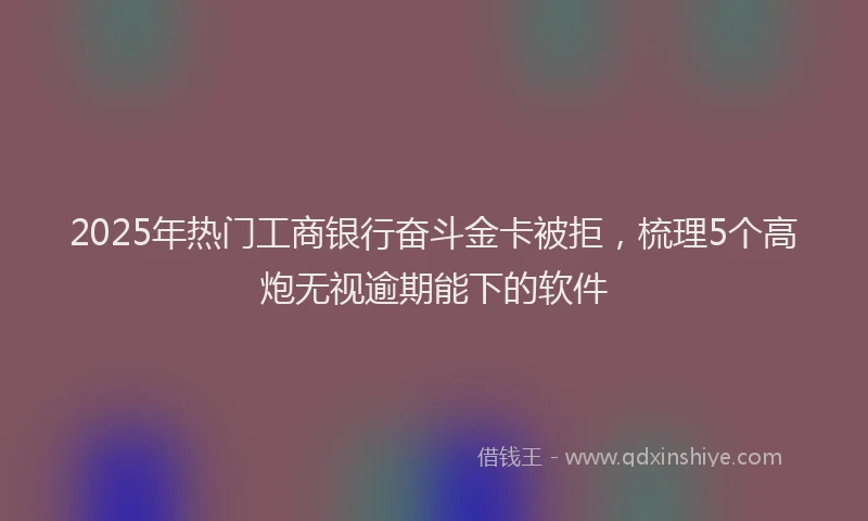 2025年热门工商银行奋斗金卡被拒，梳理5个高炮无视逾期能下的软件