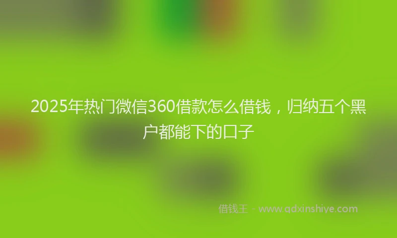 2025年热门微信360借款怎么借钱，归纳五个黑户都能下的口子