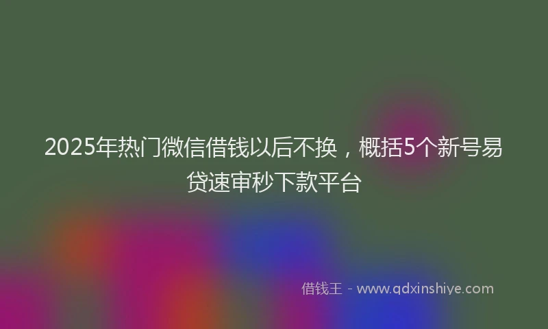 2025年热门微信借钱以后不换，概括5个新号易贷速审秒下款平台