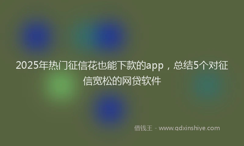 2025年热门征信花也能下款的app，总结5个对征信宽松的网贷软件