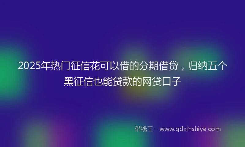 2025年热门征信花可以借的分期借贷，归纳五个黑征信也能贷款的网贷口子
