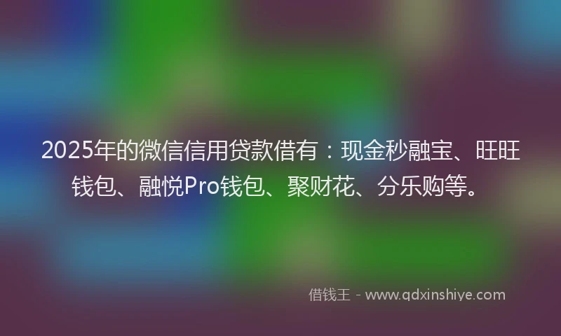 2025年的微信信用贷款借有：现金秒融宝、旺旺钱包、融悦Pro钱包、聚财花、分乐购等。