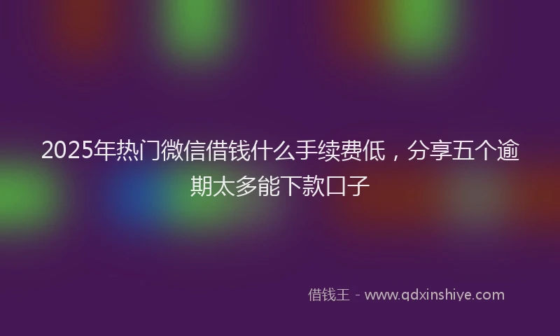 2025年热门微信借钱什么手续费低，分享五个逾期太多能下款口子