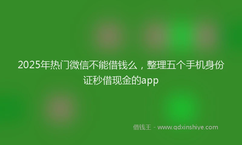 2025年热门微信不能借钱么，整理五个手机身份证秒借现金的app
