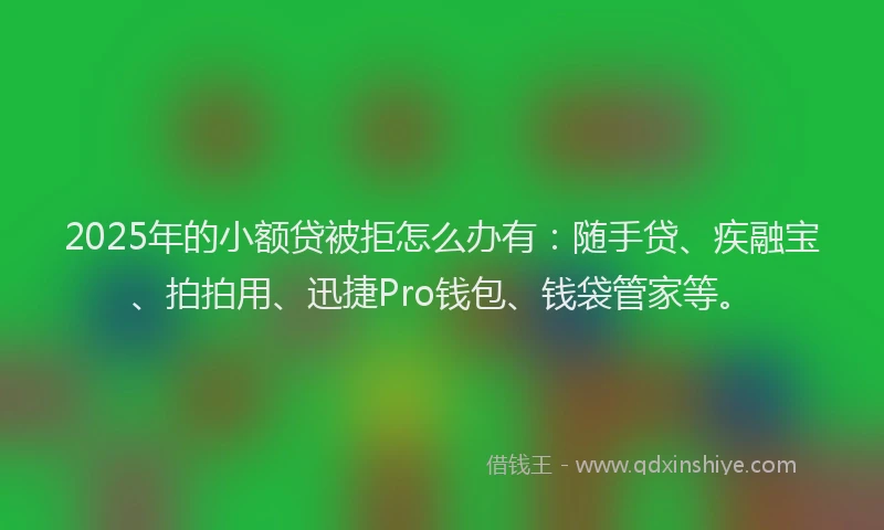 2025年的小额贷被拒怎么办有：随手贷、疾融宝、拍拍用、迅捷Pro钱包、钱袋管家等。