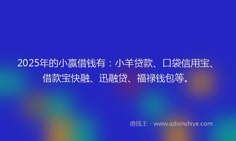 2025年的小赢借钱有：小羊贷款、口袋信用宝、借款宝快融、迅融贷、福禄钱包等。
