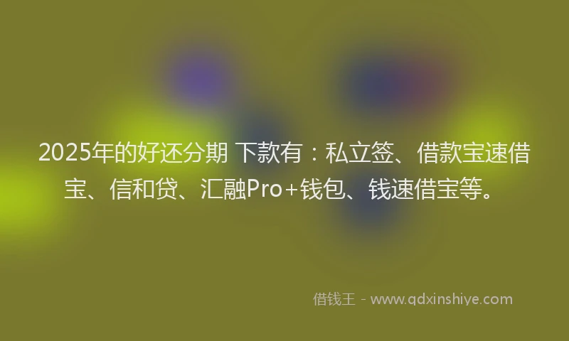 2025年的好还分期 下款有：私立签、借款宝速借宝、信和贷、汇融Pro+钱包、钱速借宝等。