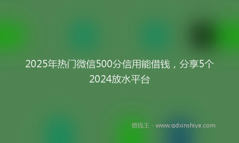 2025年热门微信500分信用能借钱，分享5个2024放水平台
