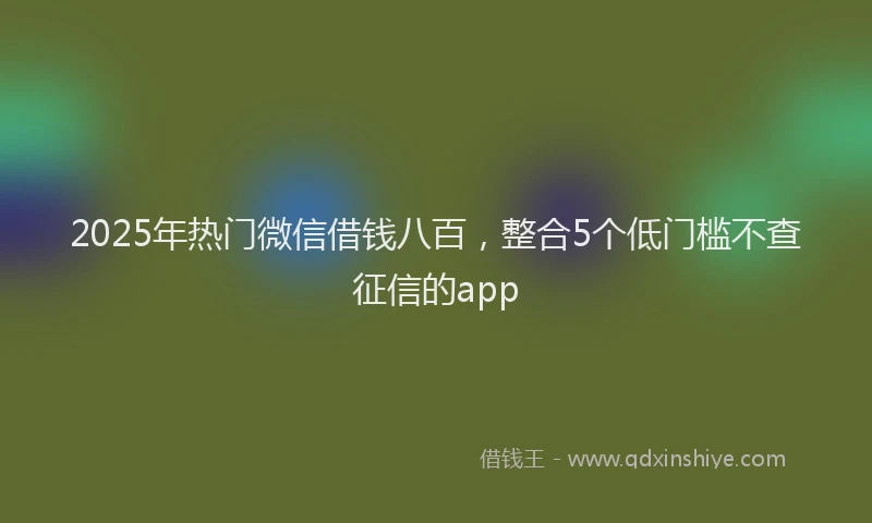 2025年热门微信借钱八百，整合5个低门槛不查征信的app