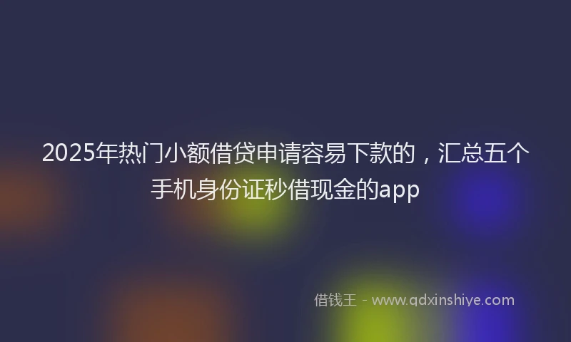 2025年热门小额借贷申请容易下款的，汇总五个手机身份证秒借现金的app