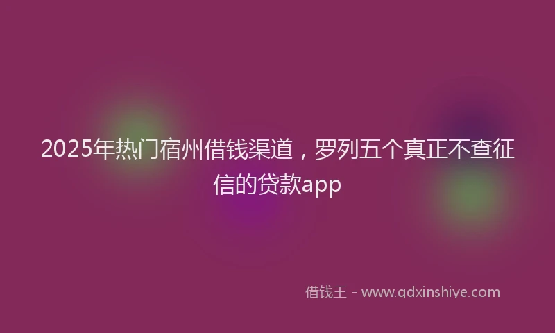 2025年热门宿州借钱渠道，罗列五个真正不查征信的贷款app