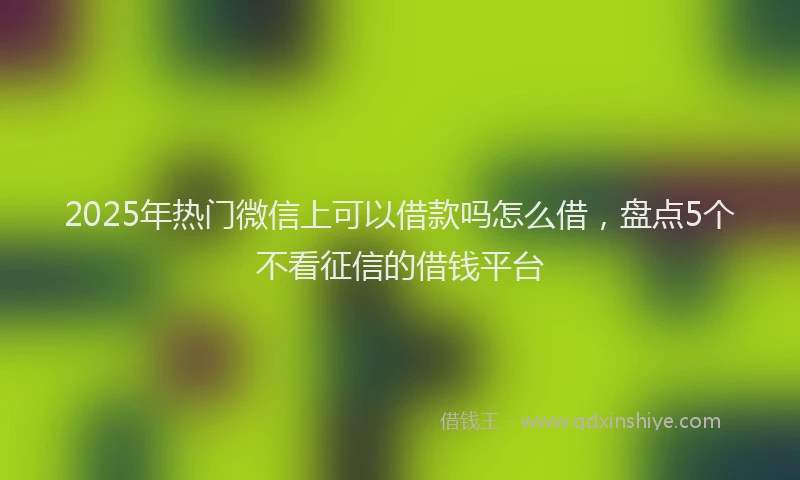 2025年热门微信上可以借款吗怎么借，盘点5个不看征信的借钱平台