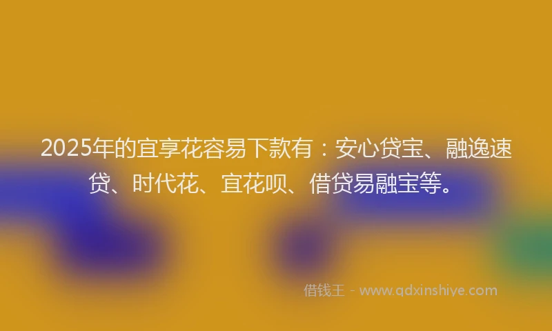 2025年的宜享花容易下款有：安心贷宝、融逸速贷、时代花、宜花呗、借贷易融宝等。