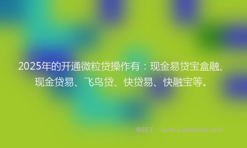 2025年的开通微粒贷操作有：现金易贷宝盒融、现金贷易、飞鸟贷、快贷易、快融宝等。