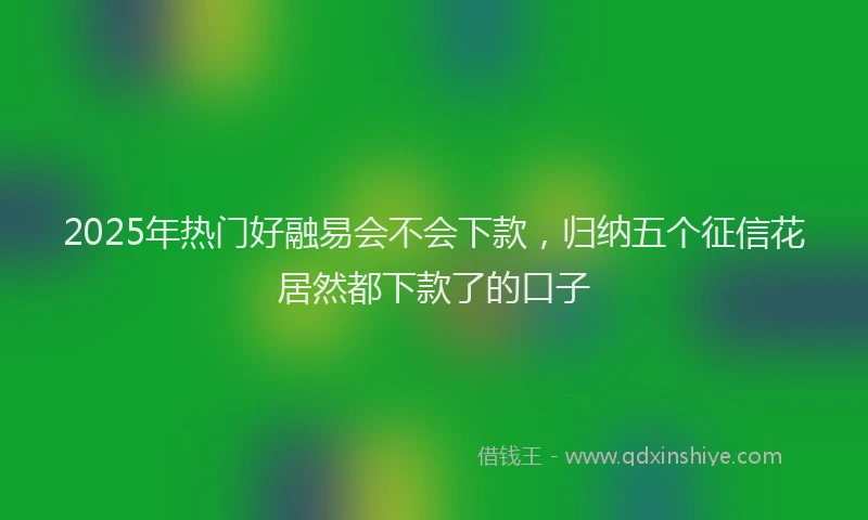 2025年热门好融易会不会下款，归纳五个征信花居然都下款了的口子