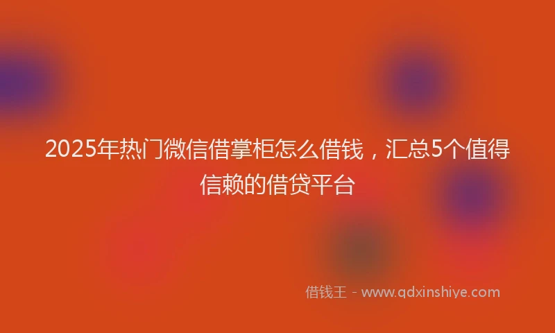 2025年热门微信借掌柜怎么借钱，汇总5个值得信赖的借贷平台