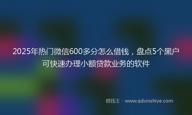 2025年热门微信600多分怎么借钱，盘点5个黑户可快速办理小额贷款业务的软件