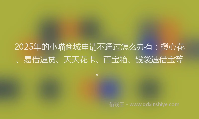 2025年的小喵商城申请不通过怎么办有：橙心花、易借速贷、天天花卡、百宝箱、钱袋速借宝等。
