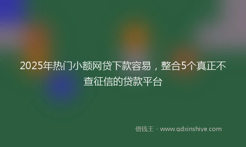 2025年热门小额网贷下款容易，整合5个真正不查征信的贷款平台