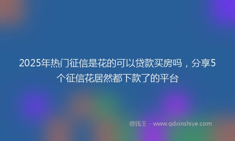 2025年热门征信是花的可以贷款买房吗，分享5个征信花居然都下款了的平台