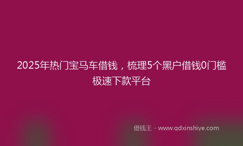 2025年热门宝马车借钱，梳理5个黑户借钱0门槛极速下款平台